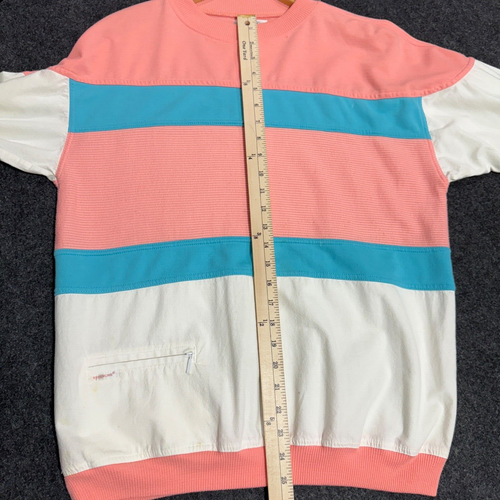 VTG Greenline International women's pink/blue/white striped pullover sz L-XL 80s - Picture 10 of 11