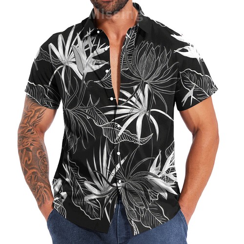 Hawaiian Shirts Mens Button Down Shirt Men Hawaiian Floral Beach Party Tank Top - Picture 20 of 31