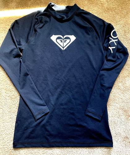 Roxy Girls Youth Medium Long Sleeve Rashguard Black Swim Top - Picture 2 of 8