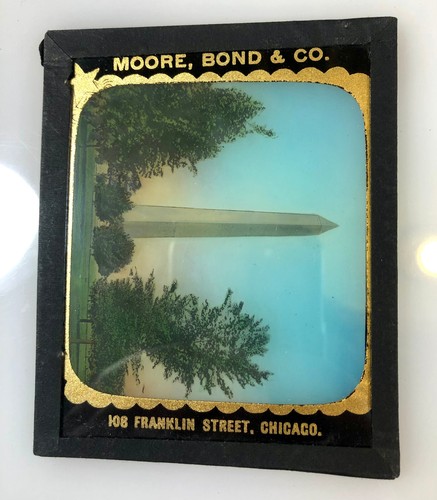 Vintage Magic Lantern Glass Slide of The Washington Monument DC ~ Color Moore - Picture 4 of 4