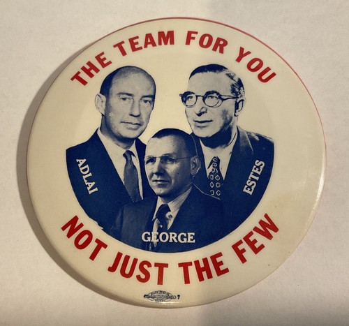 1956 Adlai Stevenson Kefauver & George Trigate Campaign 4" Button Unlisted - Picture 2 of 3