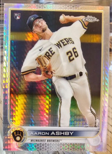 2022 Topps Chrome Prism Refractor Aaron Ashby RC #80 Milwaukee Brewers