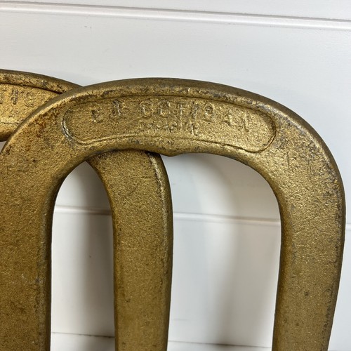 Vintage TJ OCTIGAN Coppia Ferro di Cavallo Raro Acciaio Forgiato Worcester Massa USA Oro - Foto 2 di 10