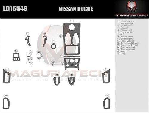 Fits Nissan Rogue 2011-2012 NO Backup Camera Basic Premium REAL CARBON DASH KIT - Bild 2 von 4