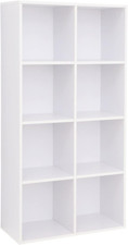 Libreria 8 Scomparti Scaffale Portaoggetti in Legno Multiuso Bianco ‎30x70x130cm