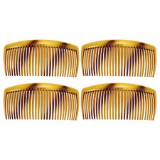 4 Pcs Classic Side Clip Hair Comb Teeth Hair Combs 4" PC Brown