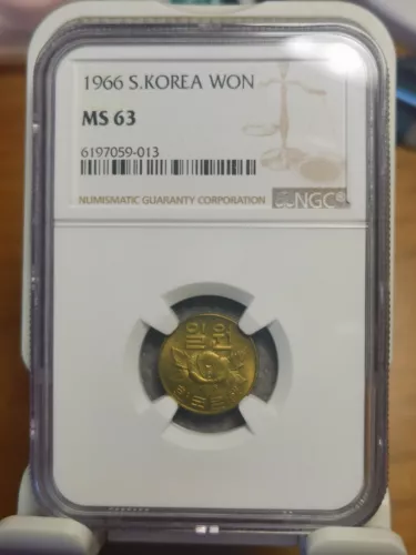 South Korea 1 Won 1966 NGC MS63 coin UNC