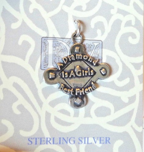 Sterling Silber 22x21mm Ein Diamant ist ein Mädchen beste Freundin Softball Charm - Bild 1 von 3