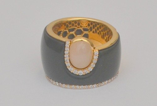 gold ring 18k woman diamond band ring preowned size 6.5 Etho Maria LH28881 R4