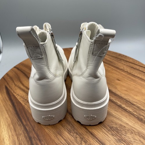 Palladium Pallabase Boots Womens 8 White Leather Lace Up Chunky Combat Booties - Bild 4 von 8