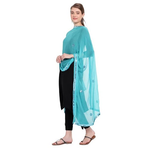 New Designer Women Girls Ethnic Party Wear Scarf Stole Chiffon Barfi Dupatta - Picture 7 of 54