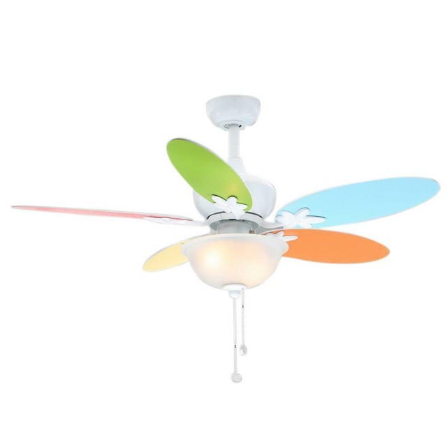 Indoor Ceiling Fan Light Kit 44 Inch Kids Bedroom Girls Room Floral Multi Color