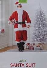 Christmas Adult Plush Santa Claus Suit Jacket Pants Boot Covers Beard Hat OSFM