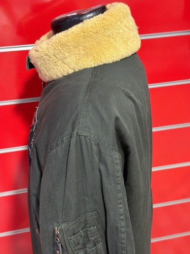 Vintage Chevignon "Roads" Aviator Bomber Jacket Shearling Collar Patches Pilot L - Picture 7 of 23