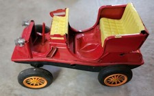 Vintage Sign of B Quality Litho Red Tin Toy Car Push Friction Made In Japan