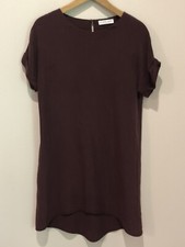EVERLANE Dress Womens Small Silk Basic Core Purple Crepe Short Sleeve $168