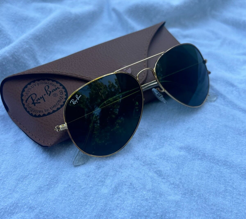 Ray-Ban Pilotenbrille RB3025 55 mm goldfarbenes Gestell mit grünen Gläsern