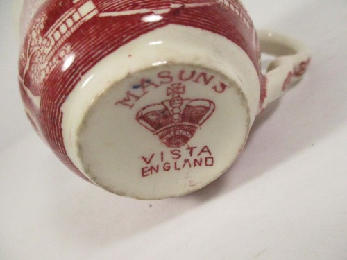 Masons Vista England Red Pink Small Teacup Tea Cup 2 1/4" Tall 2 3/4" Diameter - Picture 4 of 4