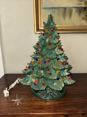 Vintage Nowells Mold Ceramic Christmas Tree 16'' With Lighted Base