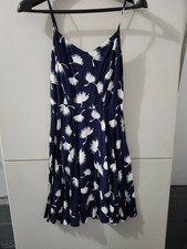Old Navy Dress Womens M Blue Mini Tank Cami Floral Beach Side Zip Smock Stretch
