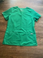 FIGS Technical Collection Women's S Green Solid Scrub Set Top Shirt Small X-Mas