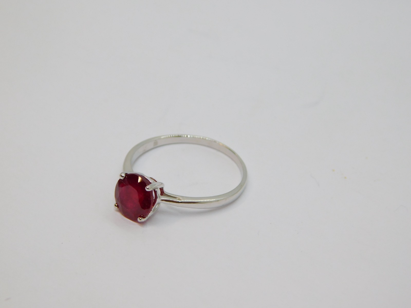 Sterling Silver Round Ruby Solitaire Dress Ring V… - image 3