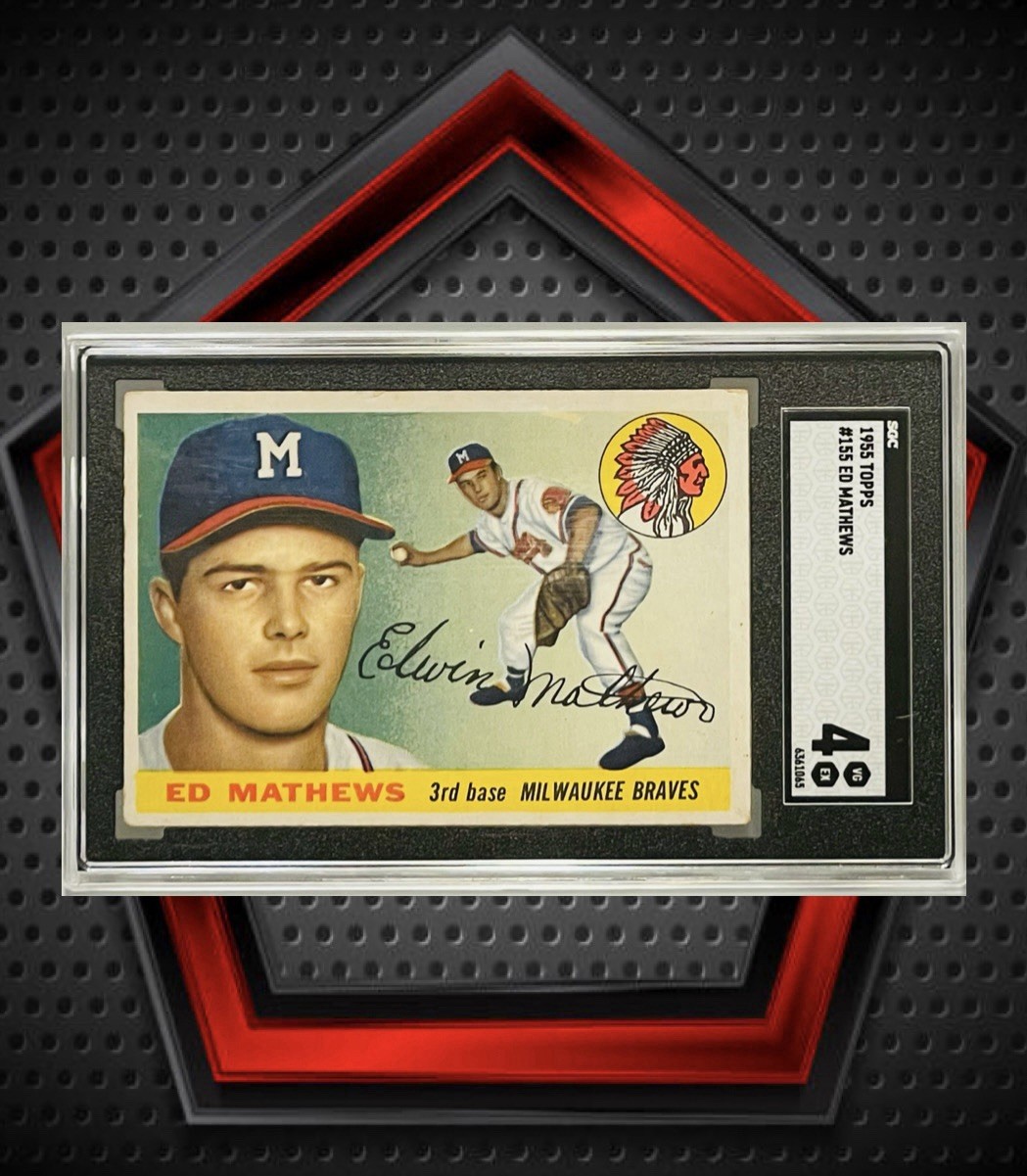 Ed Mathews *SGC 4* 1955 Topps Baseball #155 Milwaukee Braves MLB