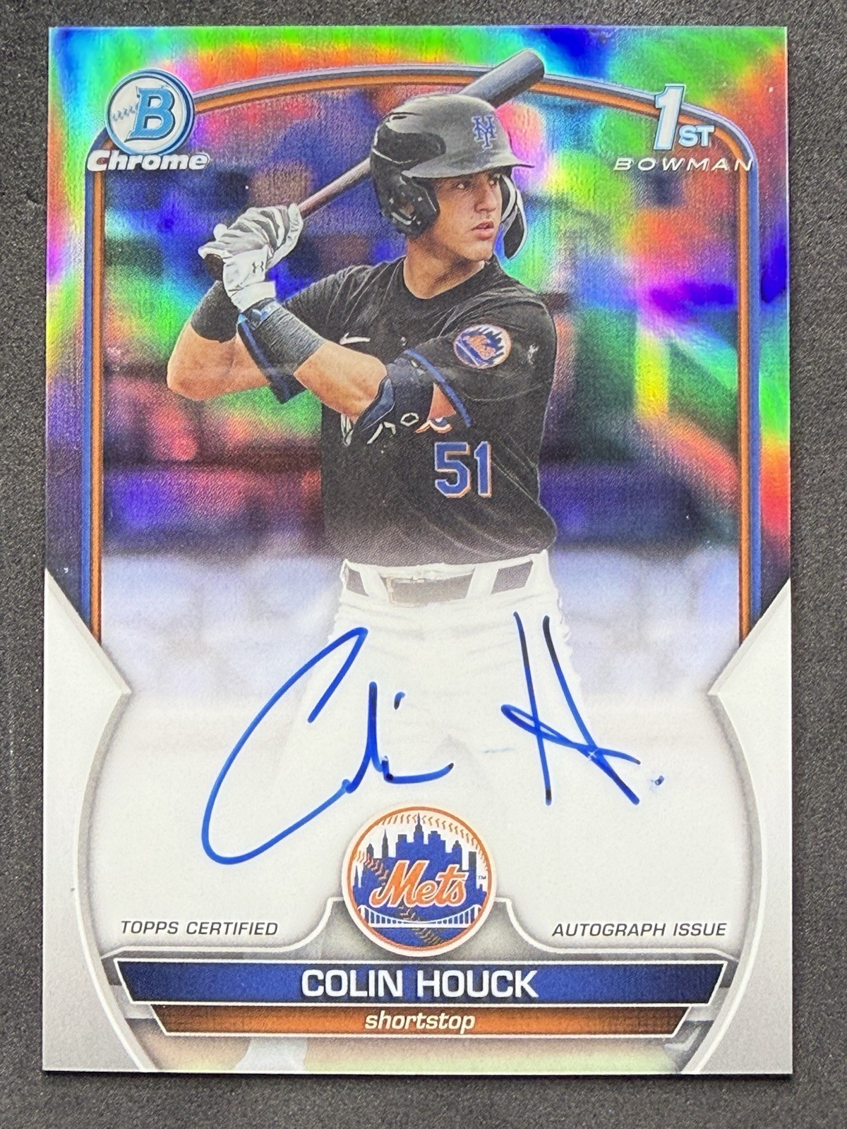 2023 Bowman Chrome Colin Houck Refractor Auto /499 #CDA-CH Mets
