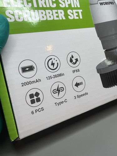 Electric Cleaning Handheld Spin Scrubber Brush Powerful Silent 3 Speeds 6 Heads - Picture 11 of 22