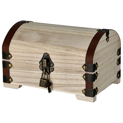 Holztruhe Schatztruhe 21x13x15 Schloss Deckel Truhe Aufbewahrung Deko Holzkiste - Bild 5 von 6