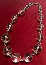 VTG Chunky Clear Lucite Acrylic Orb Bead Statement Necklace Pools of Light Style