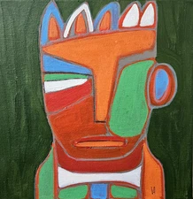 Painting Original Abstract Man Portrait Canvas Outsider Cubist 10x10 Art