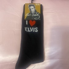 Elvis Presley I Love Elvis Men?s Sz 7-12 Black Novelty Crew Socks