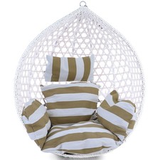 Coussin Pour Fauteuil Suspendu Avec Dossier 2 Pièces Style Marron Blanc Rayé
