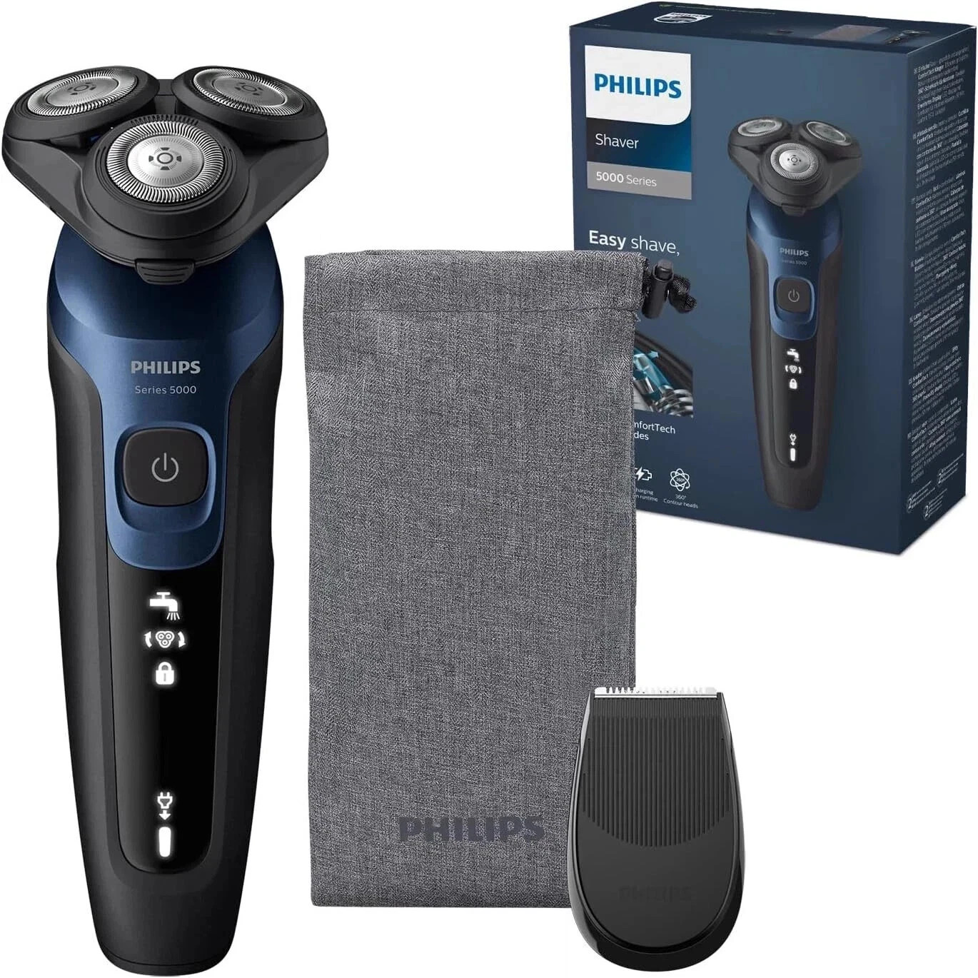 Philips Series 5000 Wet & Dry Shaver - S5465/18- with Bonus Trimmer & Travel Bag