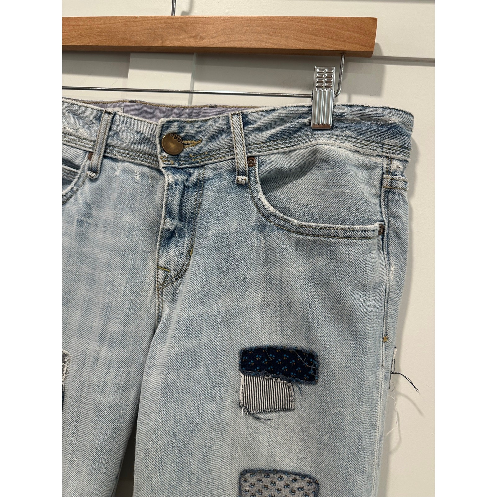 Gap Real Straight Light Wash Patchwork Vintage Lo… - image 3