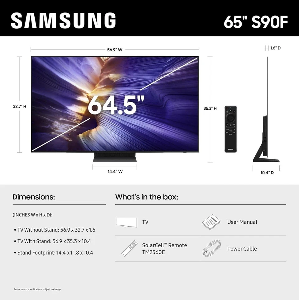 Smart TV Samsung 65” OLED S90F 4K (modelo 2025) | sellado de fábrica | nuevo Foto 2 de 4