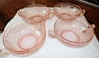 Set of 4 Anchor  Hocking Pink Mayfair/Open Rose 5" Cream Soup Bowls 2 handle