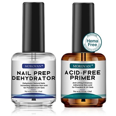 Morovan Professional Natural Nail Prep Dehydrate 0.5 Fl Oz (Pack of 2), Clear 