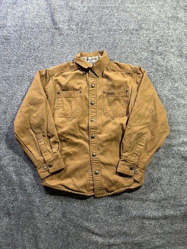 Carhartt Jacke Jungen Small 8/10 braun Canvas Flanell gefüttert Druckknopfleiste Arbeitskleidung - Bild 1 von 6