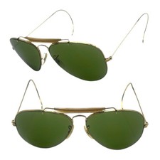 Ray Ban Bausch & Lomb Vintage Aviator Sonnenbrille - Gold / Grün - Made in Italy