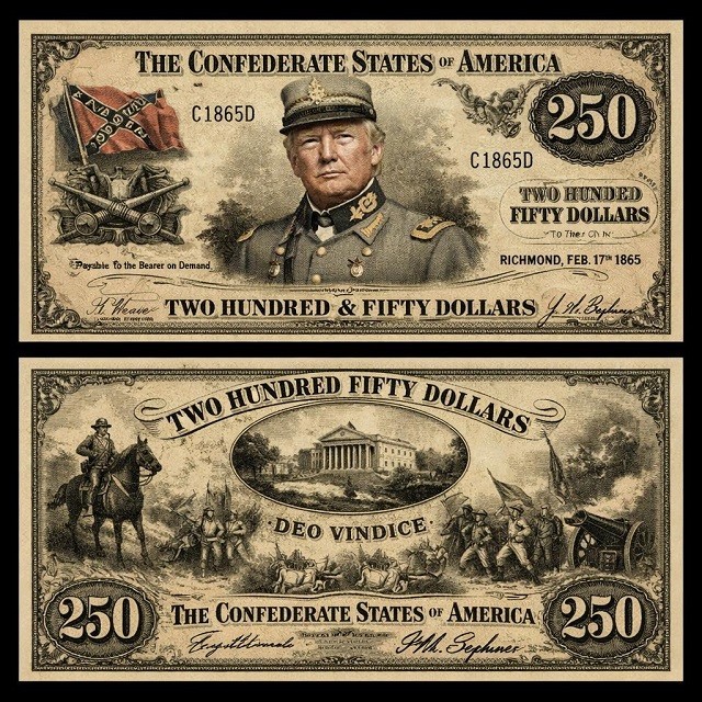 1086 Donald Trump 250 Dollar Confederate Bill Refrigerator Magnet Full-Sized