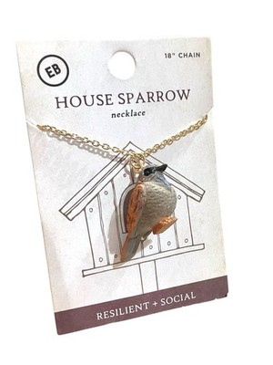 3D Bird House Sparrow Necklace 18  Chain Gift For Her