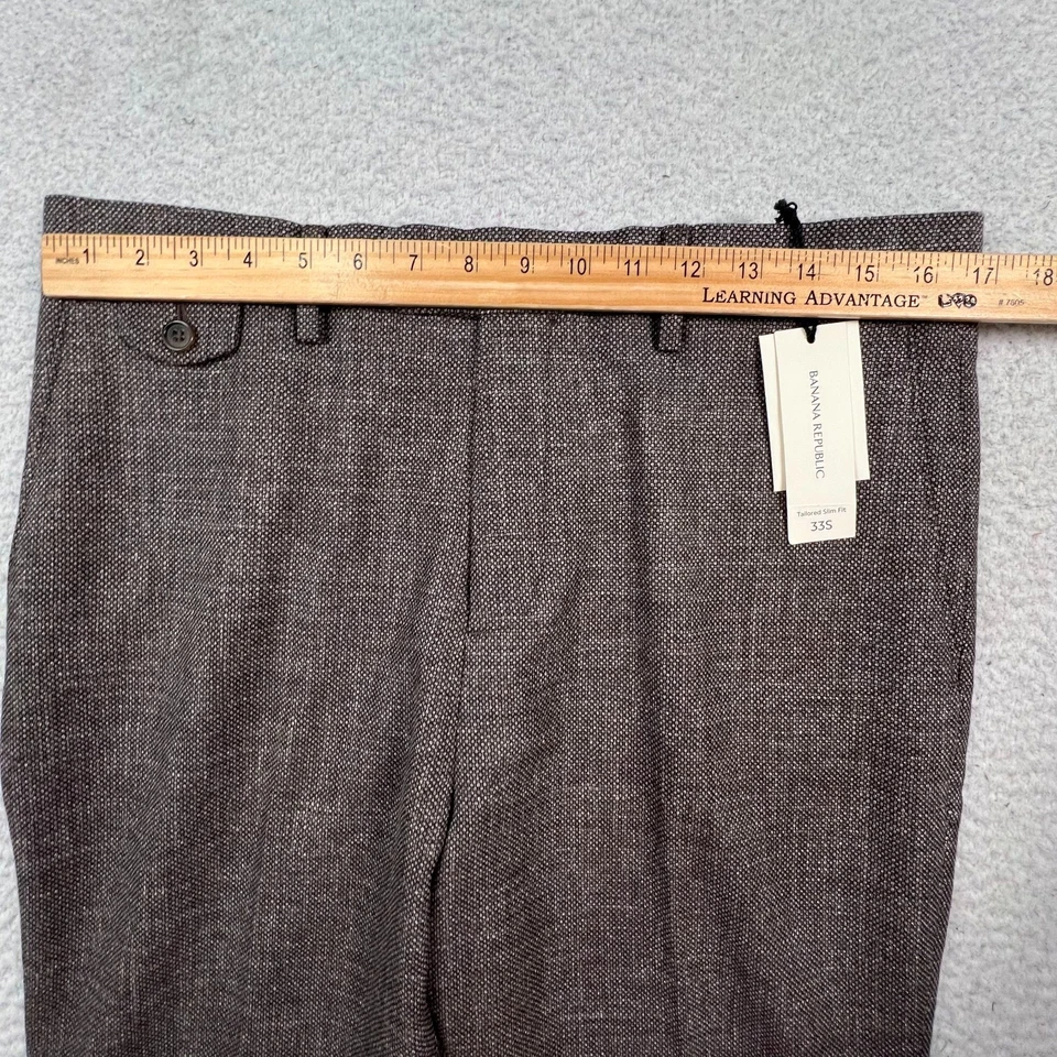 Pantalones ajustados Banana Republic para hombre 33S tiro medio tweed oficina marrón nuevos con etiquetas Foto 4 de 4