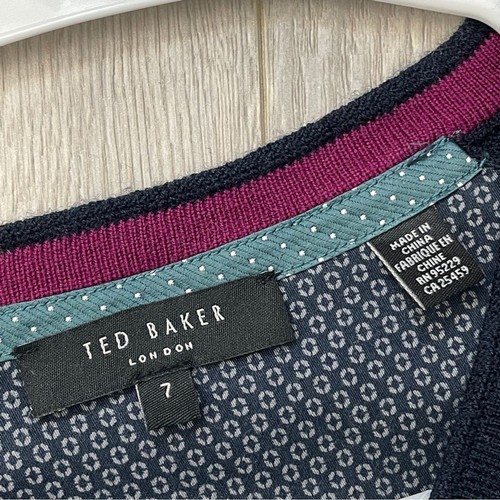 Ted Baker Pullover Merinowolle V-Ausschnitt Herren Navy Blau (xxxlarge) Classic Preppy - Bild 2 von 7