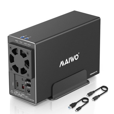Dual Bay Hard Drive RAID Enclosure with Cooling Fan for 2.5/3.5 inch SATA SSD...