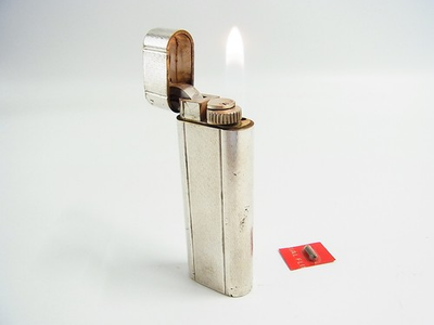 #ad Working Cartier Gas Lighter Silver Plated with flint $125.00