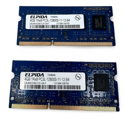 8GB Kit 2x4GB Elpida DDR3L 1600MHz PC3L-12800S Laptop RAM EBJ40UG8EFU0-GN-F
