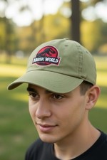 Classic Jurassic World Hat Cap Strap Back Green Dinosaur TREX Adjustable Men's