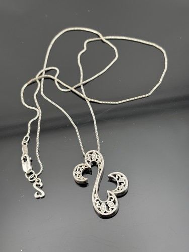 JWBR Jane Seymour Sterling Silver Diamond Open Heart Necklace 1 1/16" Hanging - Picture 1 of 17